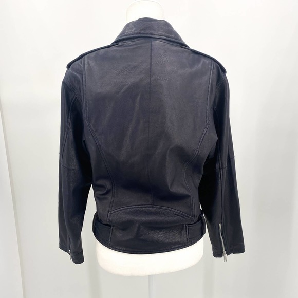 NWT LTH JKT Zoe Batwing Biker Leather Moto Navy Blue Jacket Size Small - Picture 7 of 16